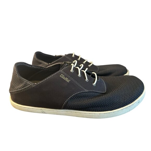 Olukai Nohea Moku Slip On Sneaker Black Casual Lace Boat Shoes Beach Sz‎ 10.5